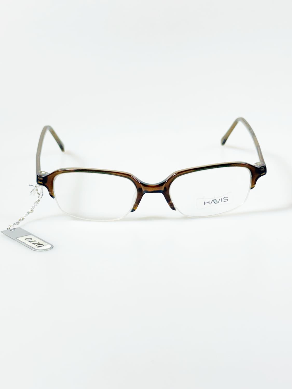 HAVIS 브라운 뿔테 스퀘어 반무테 프레임 빈티지 안경 상품이미지2