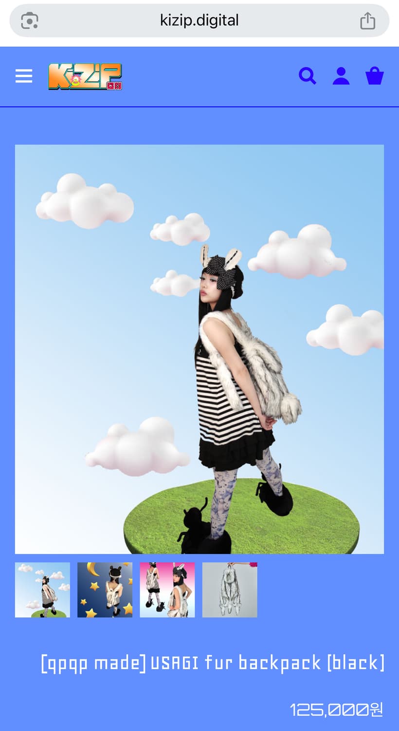 (구매) qpqp 우사기 퍼 백팩 블랙 구매 상품이미지1