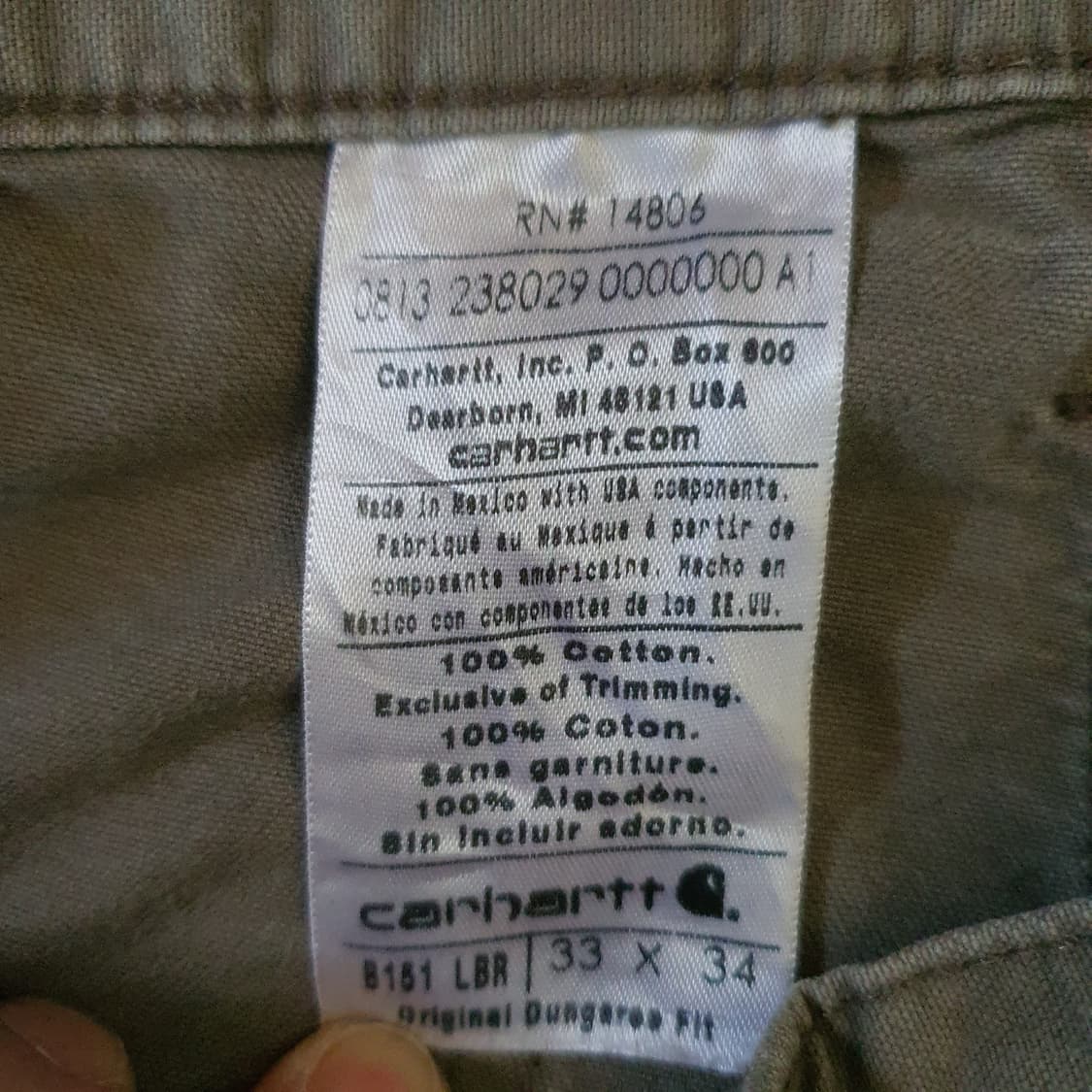 칼하트 B151 LBR 워크 팬츠  no.100 상품이미지6