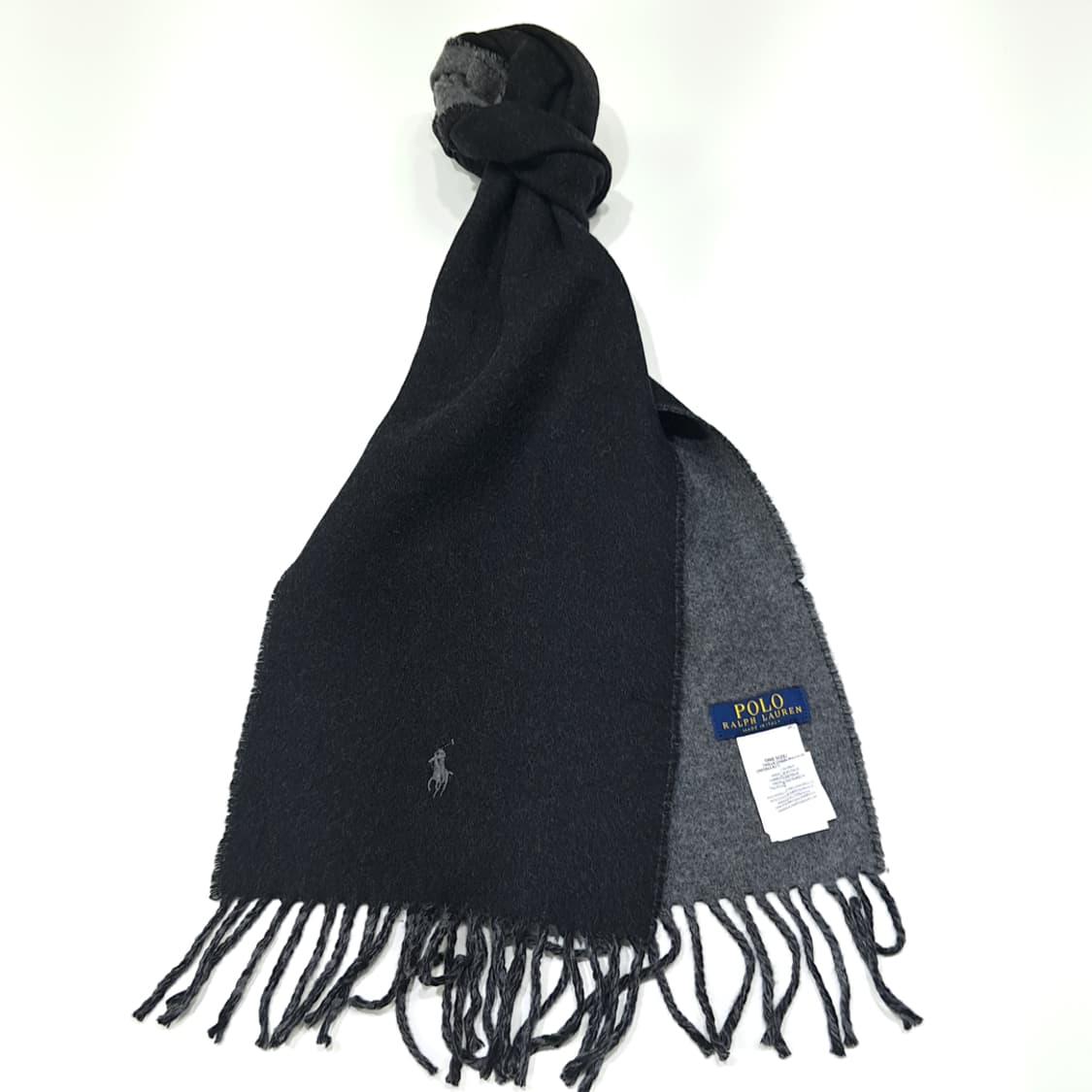 MX553 폴로 00s 이태리판 울 양면 블랙그레이 머플러 목도리 상품이미지2