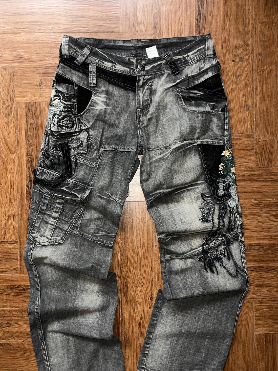 빈티지 자수 그런지 워시드 팬츠 상품이미지2