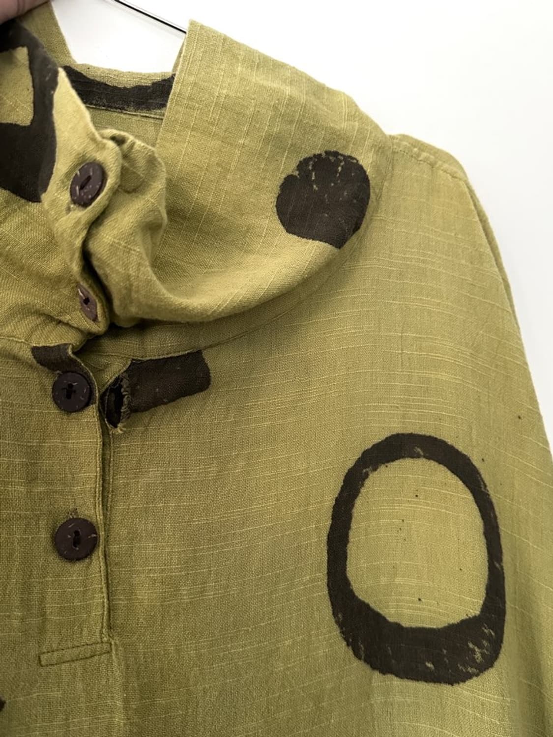 Rectangle neck button green top 상품이미지6