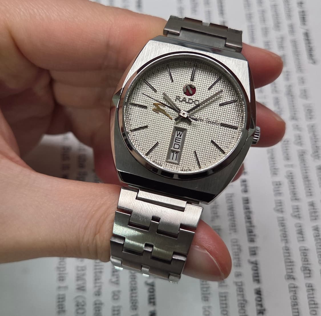 빈티지 라도 골든가젤 희귀 와플판 데이데이트 오토매틱 브레이슬릿 ver. 상품이미지4