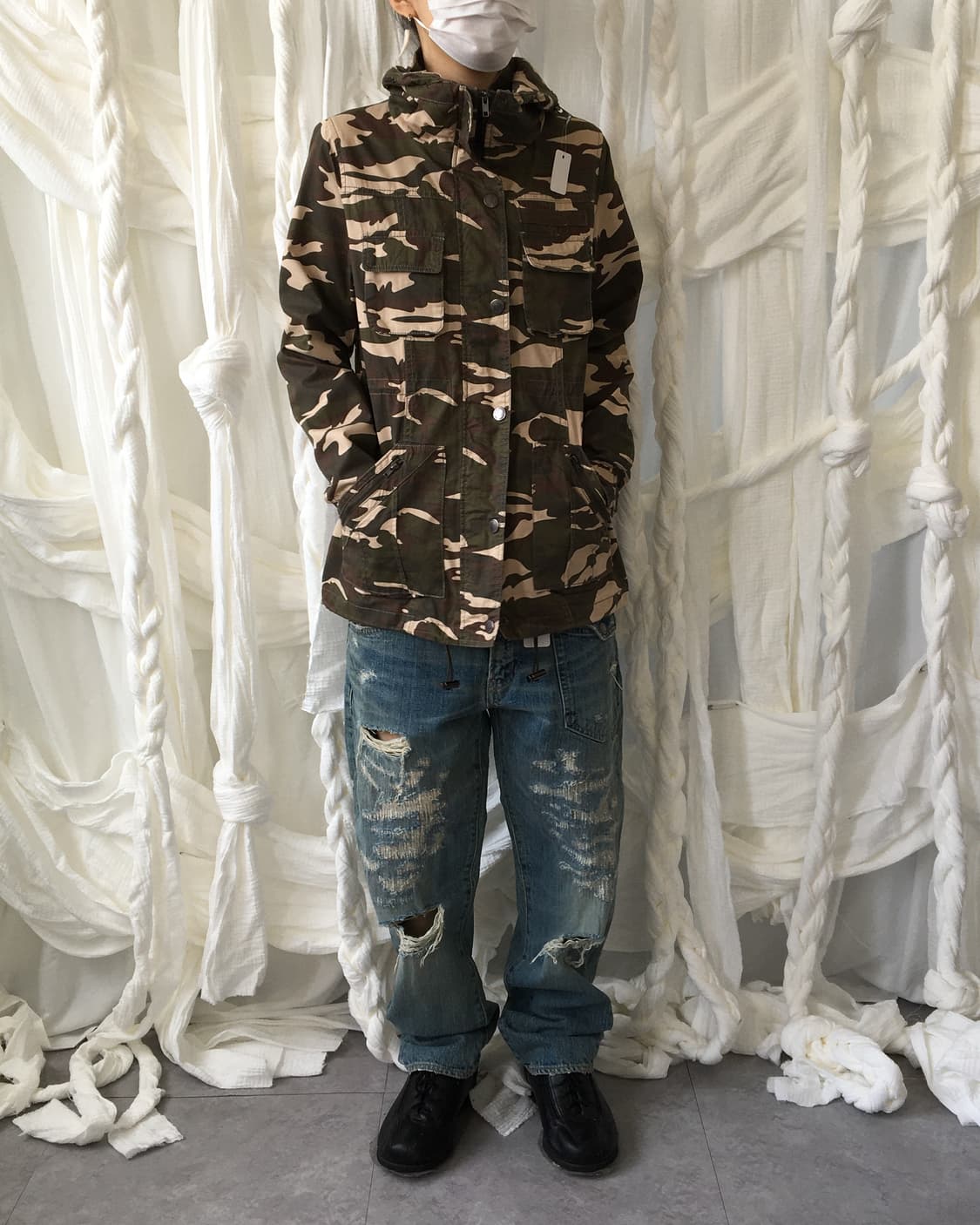 Camo pattern high neck jacket 상품이미지7