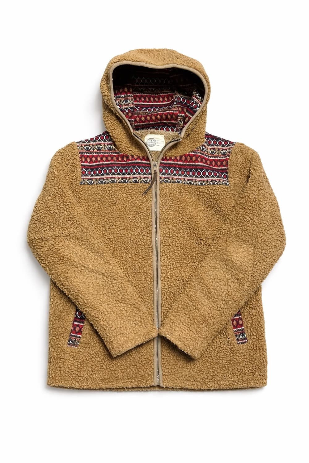 JPN 일본 에스닉 패턴 보헤미안 쉐르파 후리스 후드집업 자켓 상품이미지1