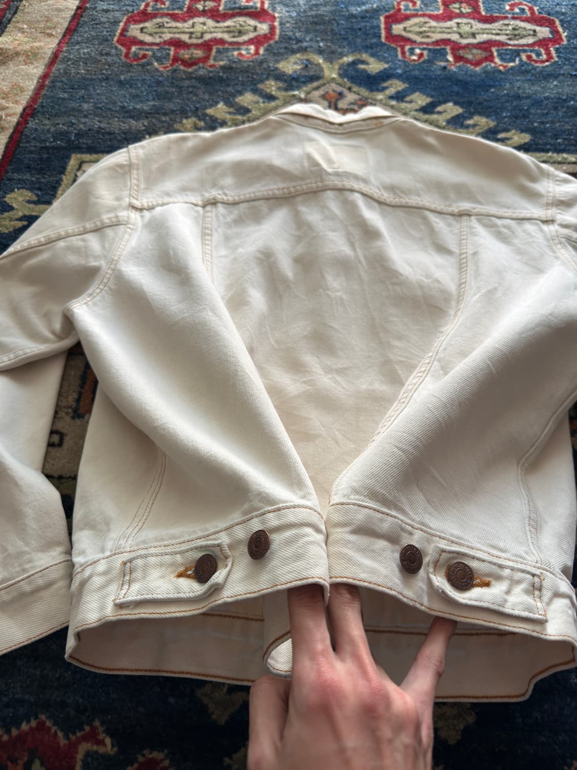 90s USA 리바이스 70507-0251 화이트 코튼 트윌 트러커 자켓 상품이미지9