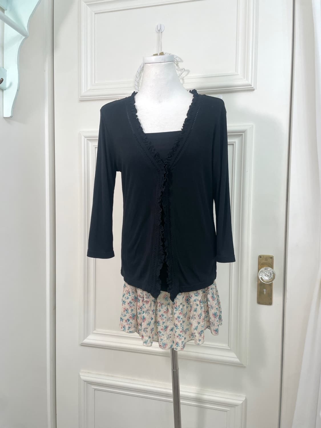 beige flower pattern banding skirt 상품이미지6