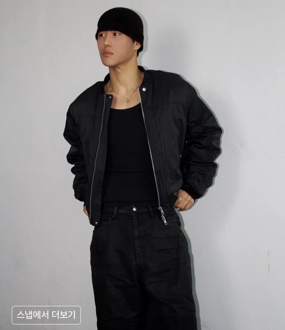 TYPE-2 셔링 봄버 점퍼 [블랙] - L 상품이미지2