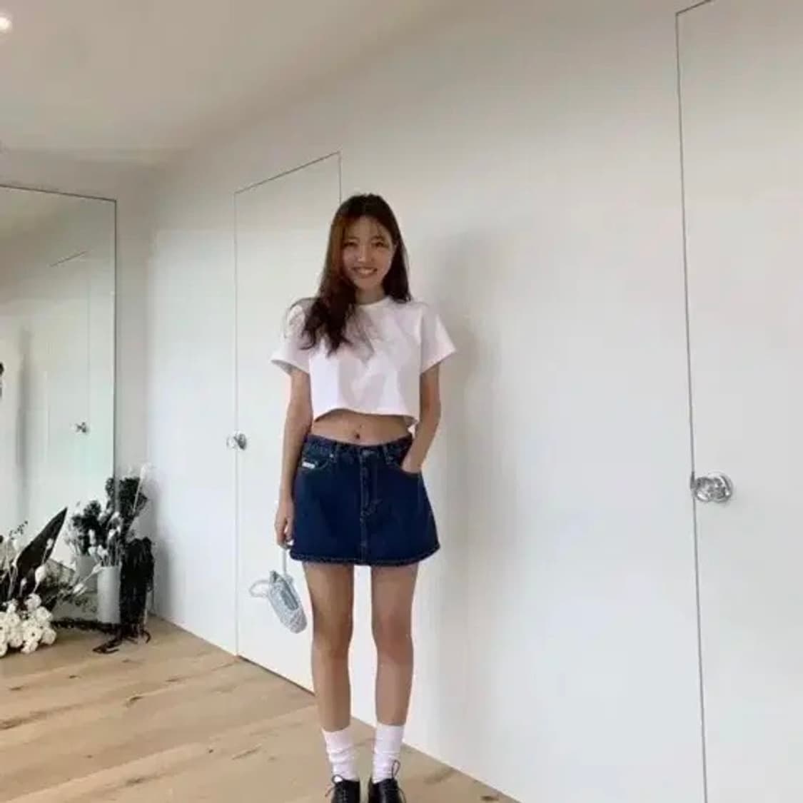 오버듀플레어 미니 데님 스커트 청치마 90s 새상품 상품이미지3