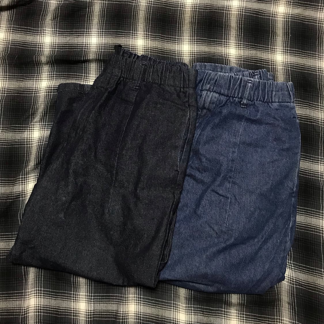 Gu 재팬 슈퍼 와이드 크롭 테이퍼드 핀턱 이지 팬츠 인디고 진청 상품이미지7