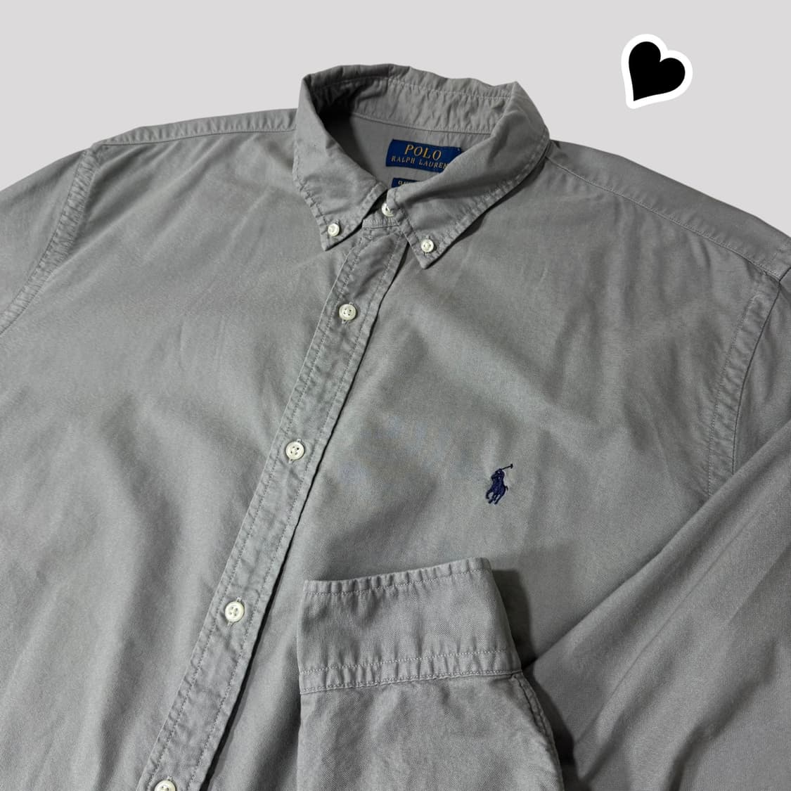 신형 폴로 QR라벨 그레이 옥스퍼드 셔츠 상품이미지1