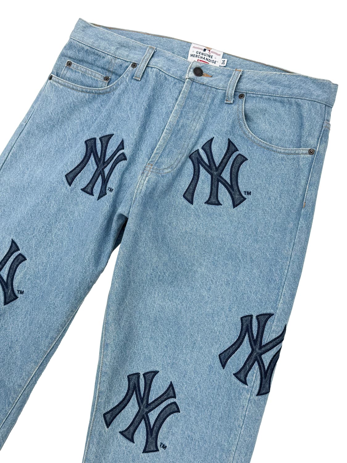 슈프림 x 뉴욕 양키스 레귤러 진 워시드 블루 상품이미지2
