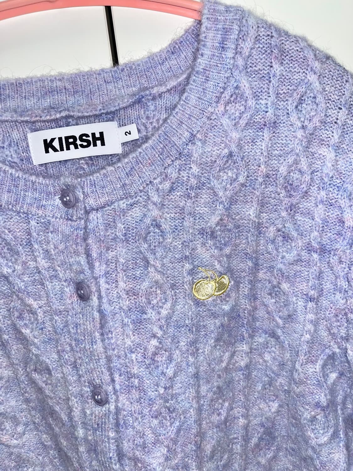키르시 케이블 니트 가디건 라벤더 상품이미지2