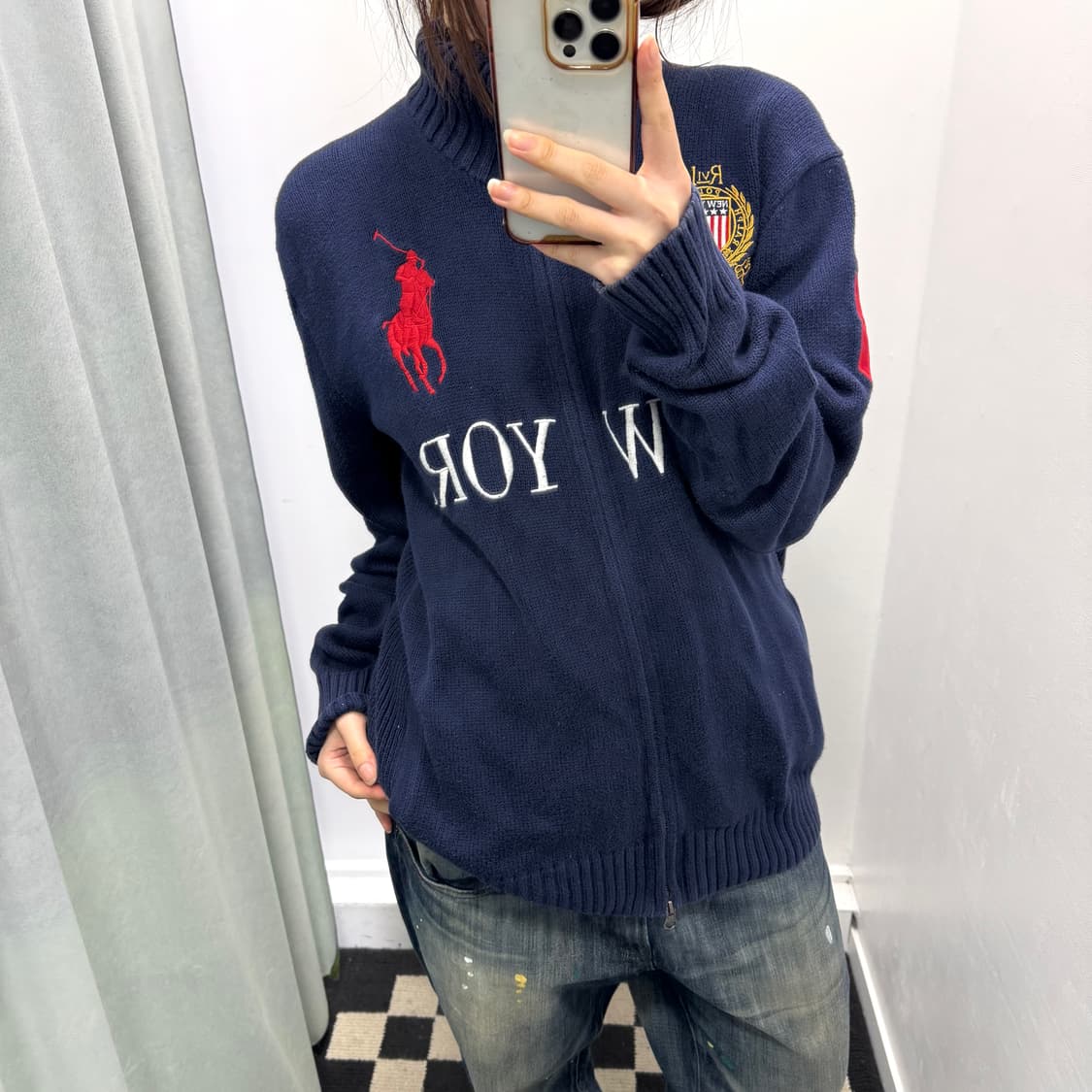 폴로 네이비 빅포니 뉴욕 투웨이 니트집업 상품이미지2