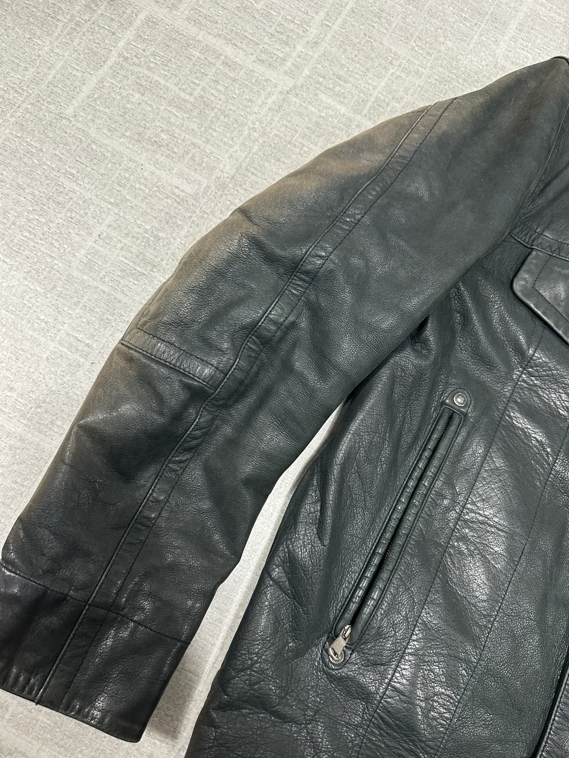 90's 캘빈클라인 데미지 레더 자켓 상품이미지7