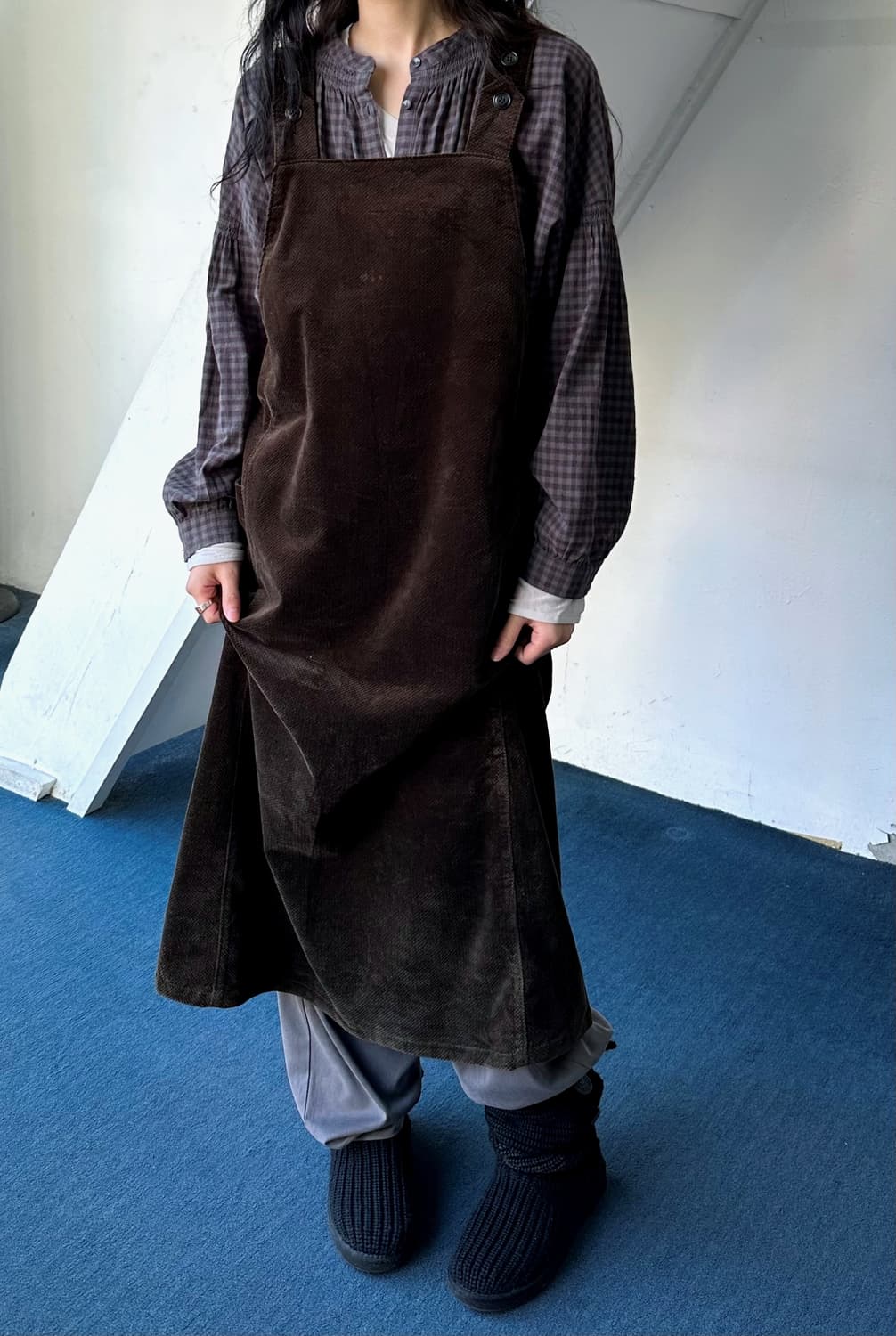 Brushed cotton dungaree dress 상품이미지10