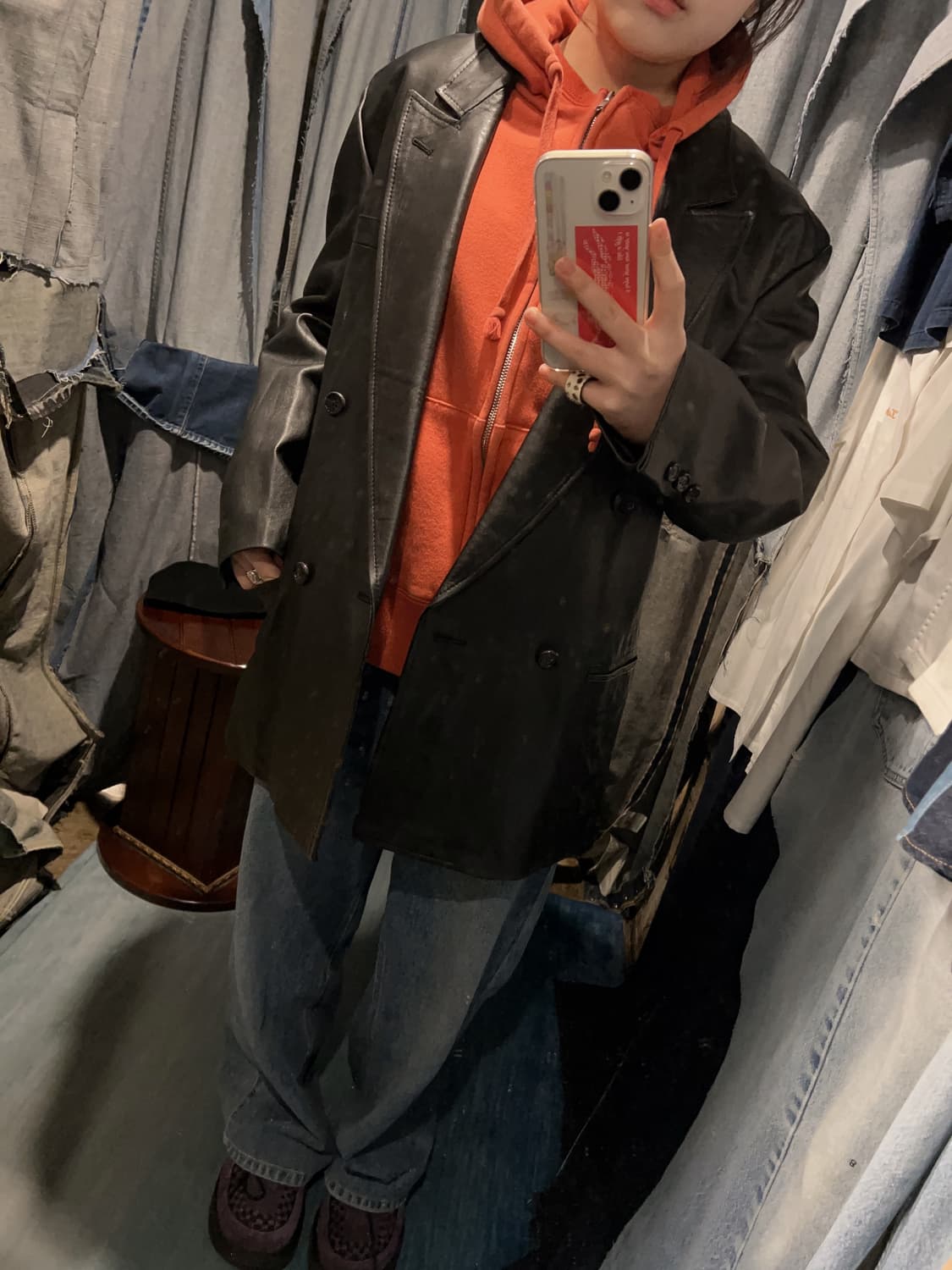 M-L ) EL SACE Double Breasted Leather JK 상품이미지2