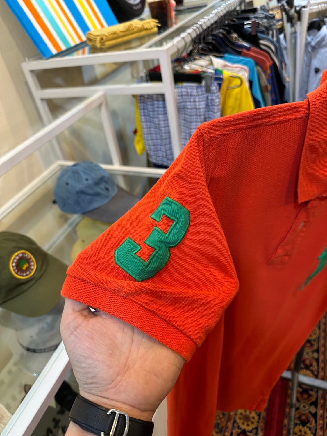  폴로 랄프로렌 빅포니 로고 반팔 카라티 오렌지 상품이미지3