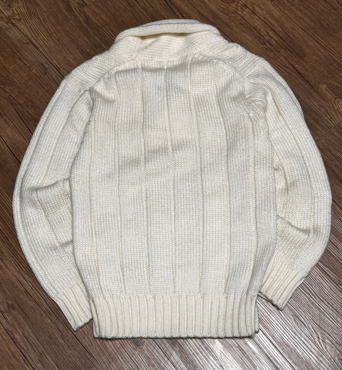 BlueMountain 케이블 아이보리 숄카라 니트 스웨터 상품이미지3