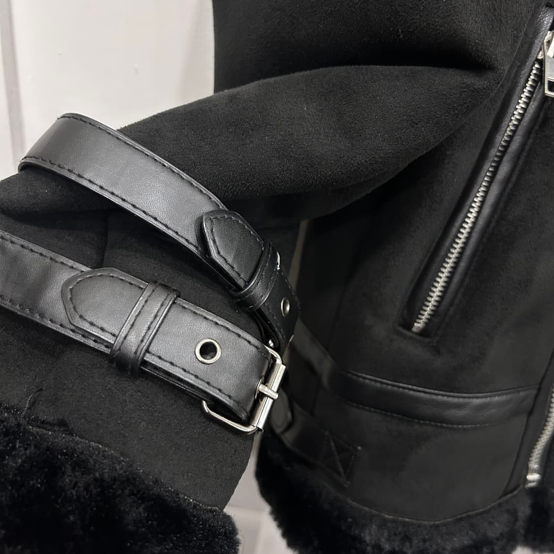 핸드메이드 스웨이드 밍크 모헤어 사선 무스탕 상품이미지3