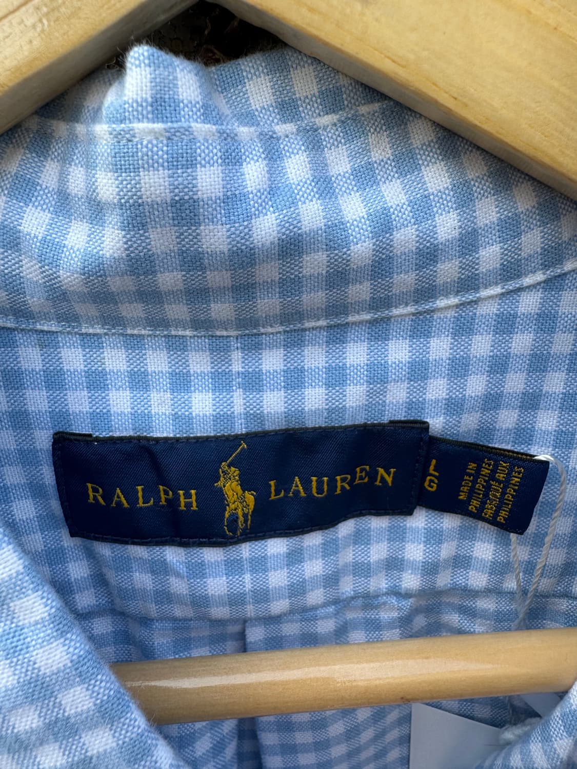 폴로 랄프로렌 빈티지 하늘색 체크 셔츠 L 상품이미지4