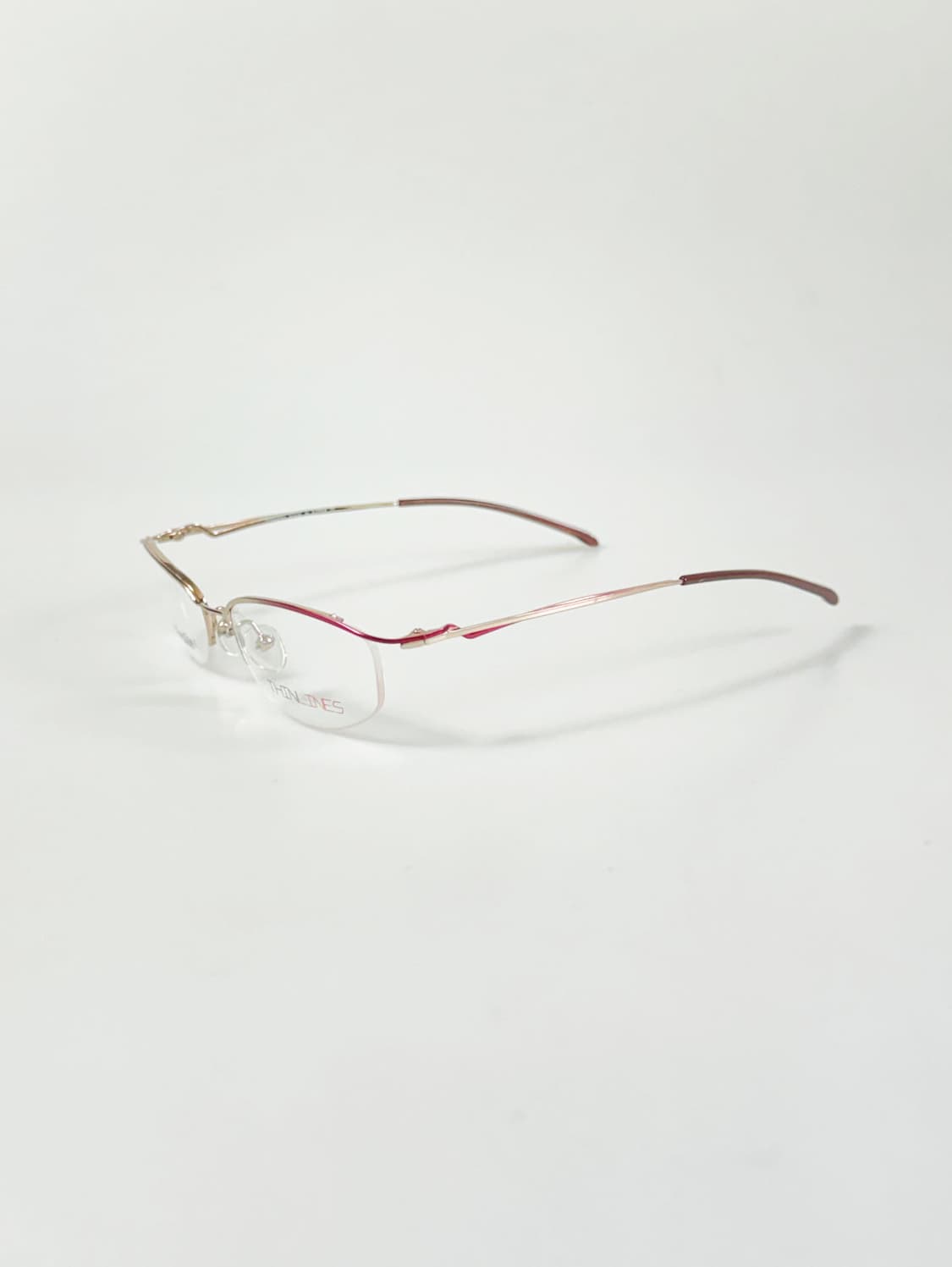 90s Thin Lines 로즈 골드 메탈 스퀘어 반무테 빈티지 안경 상품이미지4