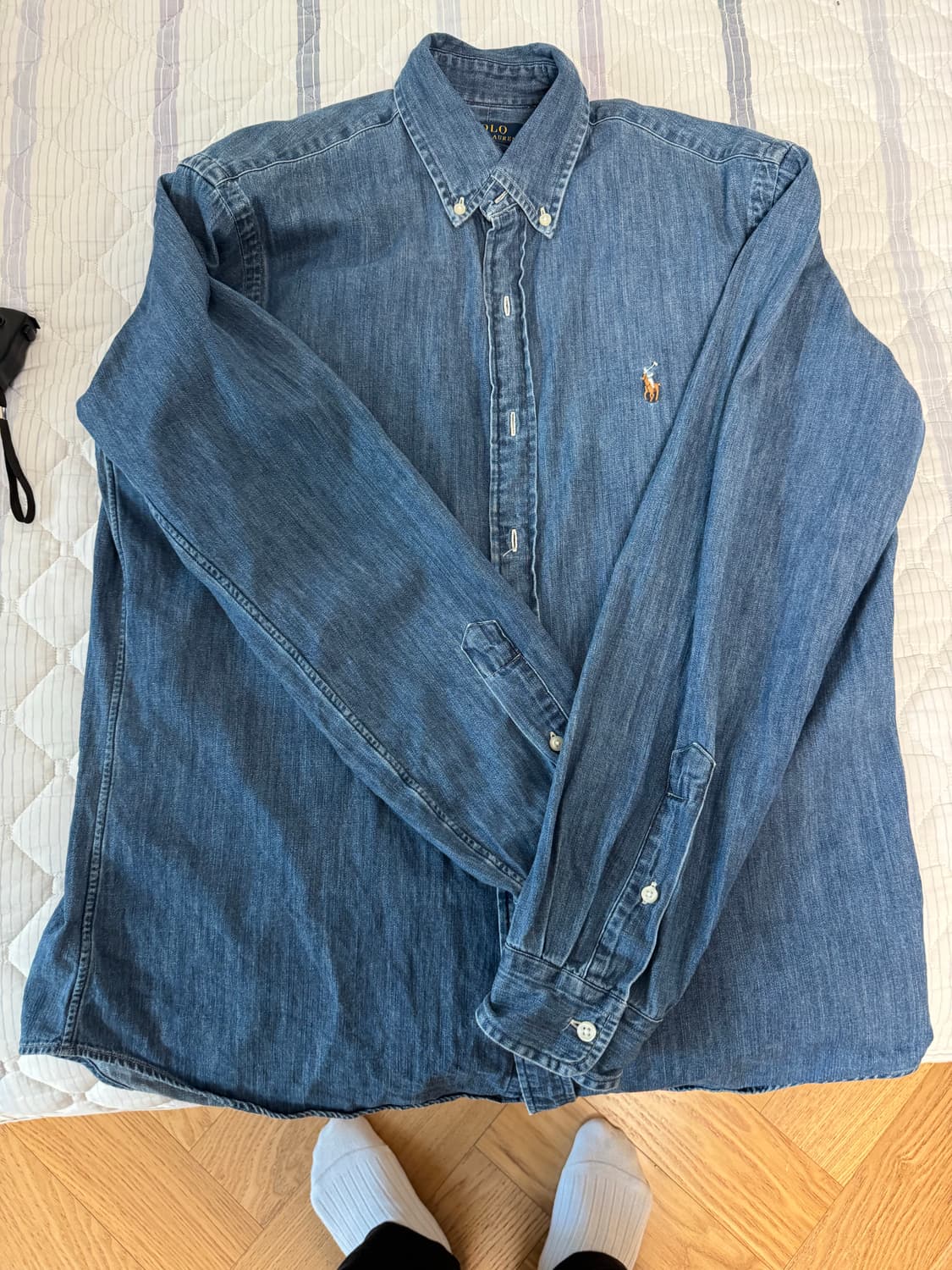 폴로 랄프로렌 데님 샴브레이 셔츠 M 큐알정품 상품이미지1