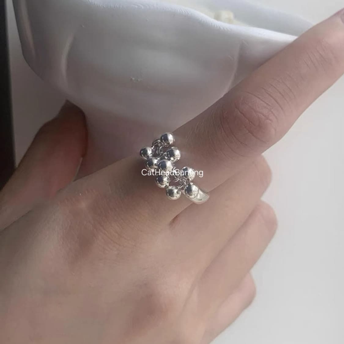 실버925 실버 볼 링 반지  [사이즈 조절 가능, 미착용] 상품이미지5