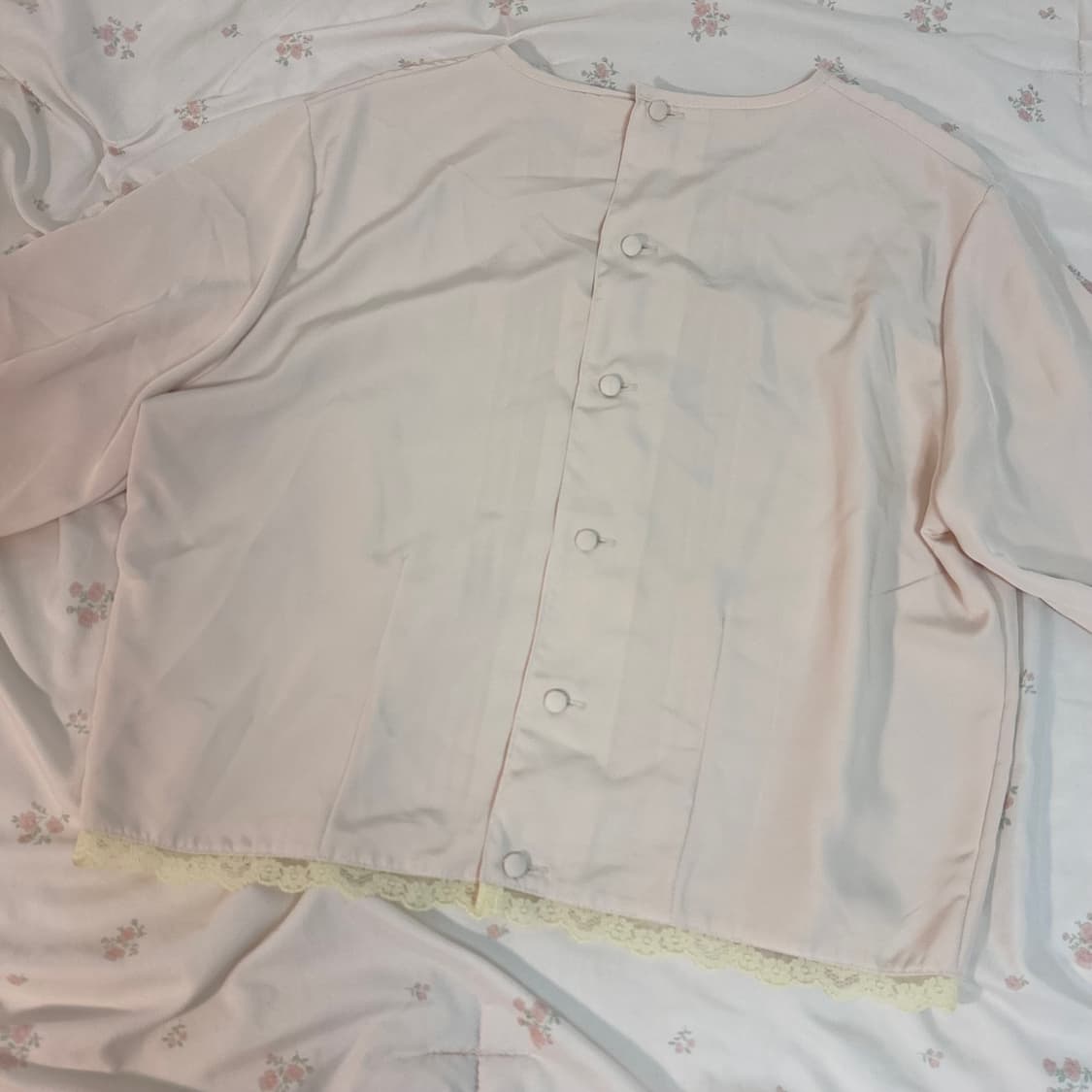 딸기우유 핑크 레몬 레이스 블라우스 상품이미지2