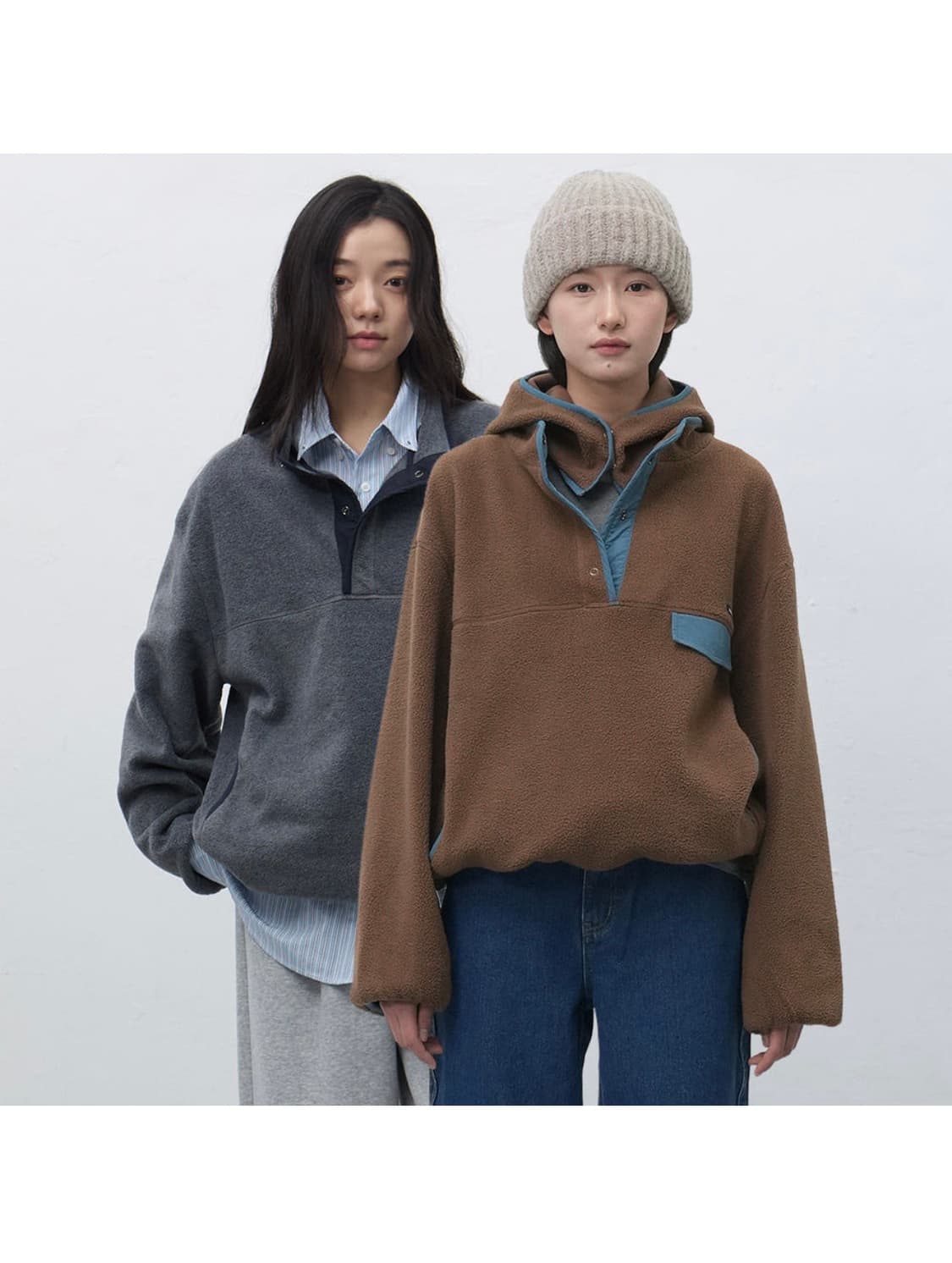 브라운 후드 플리스 상품이미지3
