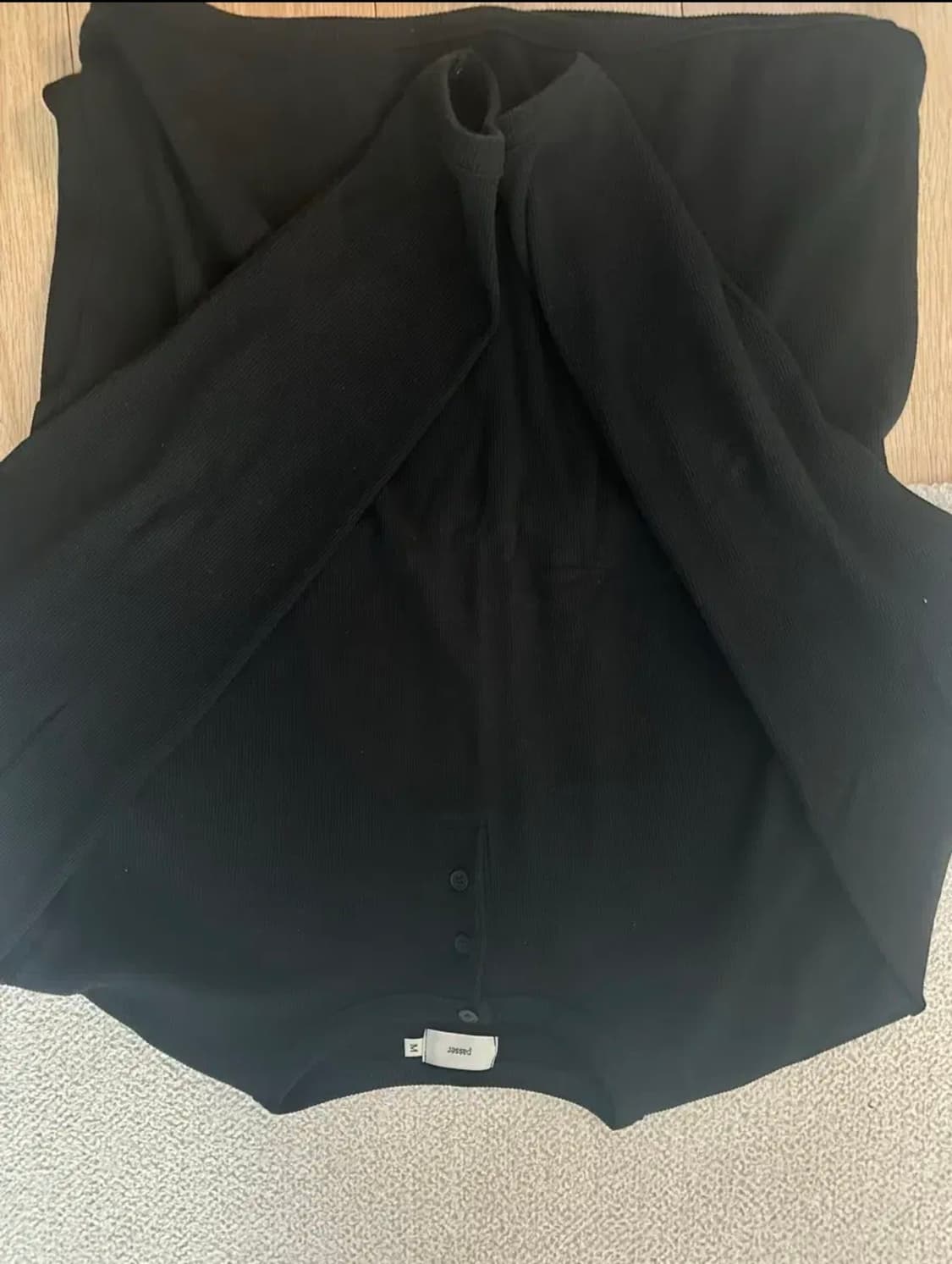 파세르 Waffle Henleyneck Long Sleeve BLACK 상품이미지3