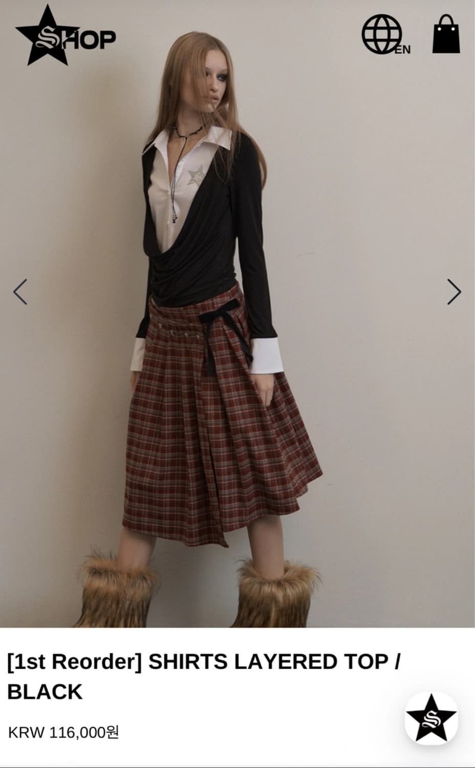 무신사 셋업이엑스이 CHECK LAB SKIRT / RED 상품이미지4