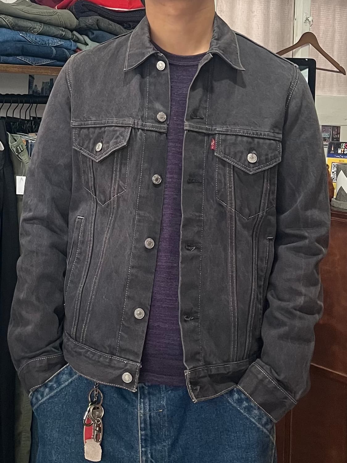 리바이스 블랙 데님 자켓 M 상품이미지2