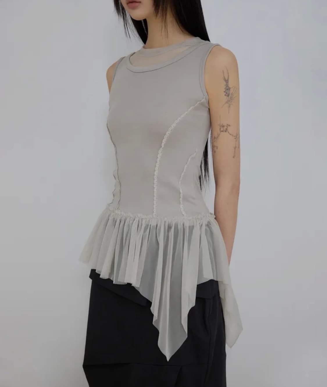 플레어업 Layered Lace Frill Sleeveless(gray) 상품이미지3