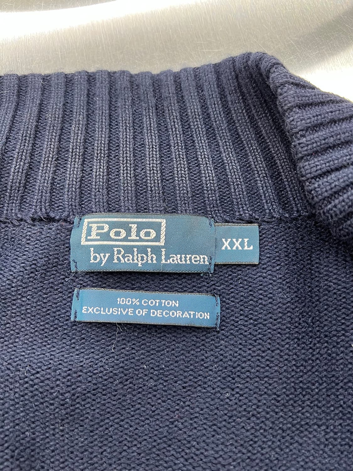 폴로 랄프로렌 네이비 빅 포니 USA 모크 풀집업 니트 자켓 상품이미지7