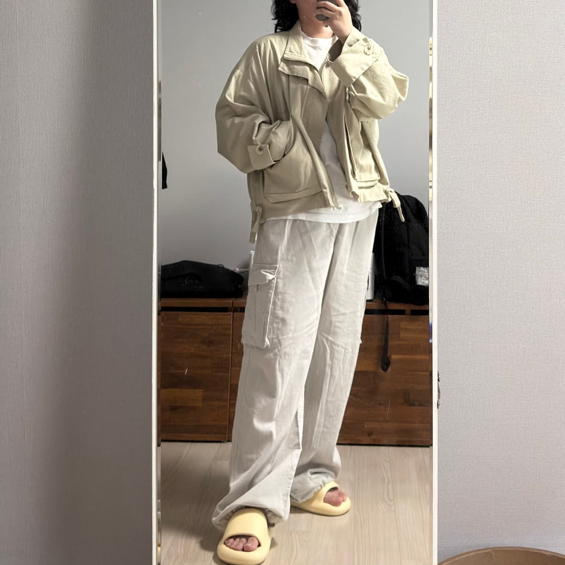 베이지 크롭 야상 자켓 상품이미지2