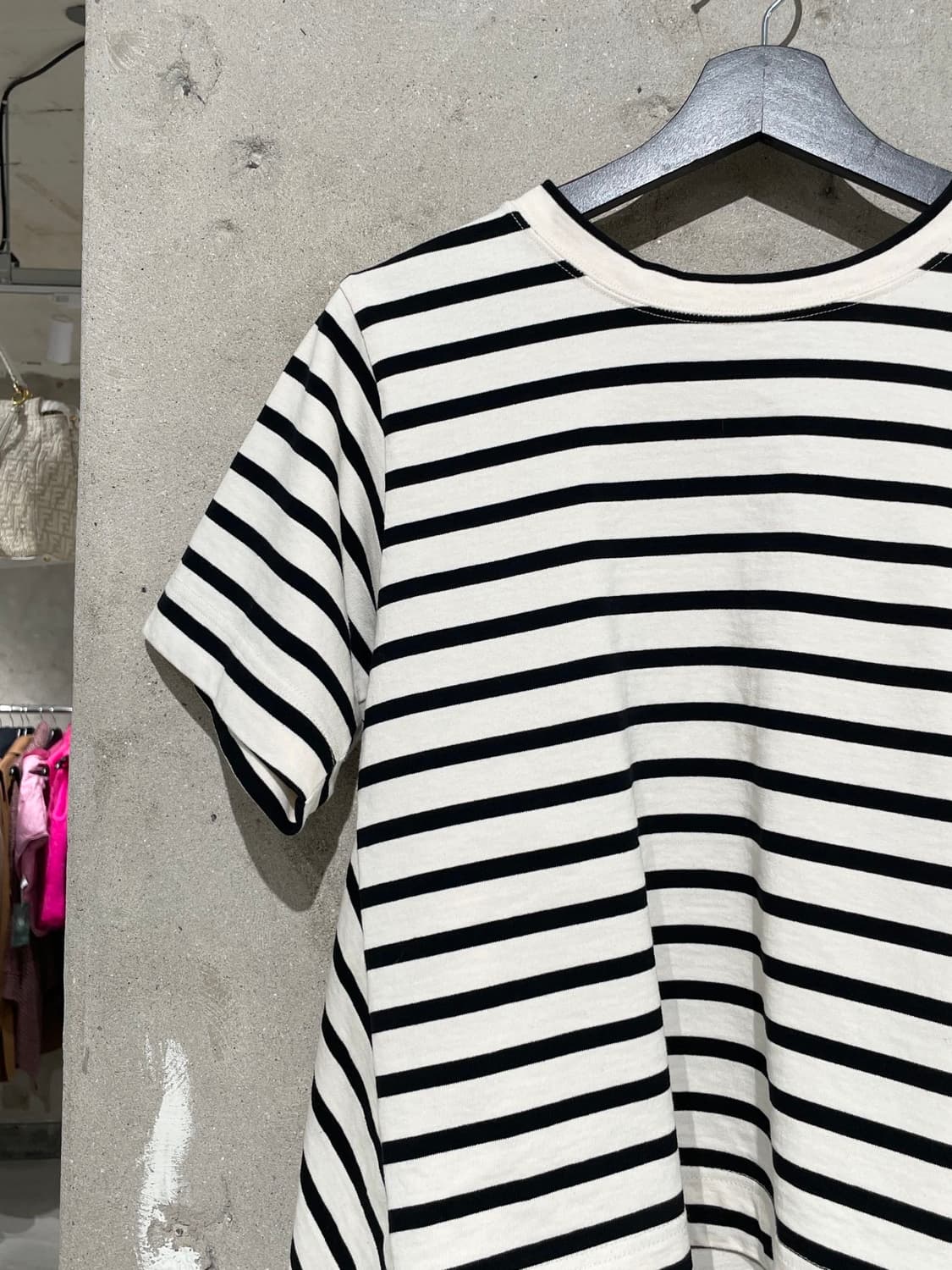 레이 빔즈 아이보리 스트라이프 A라인 보더 하프티 상품이미지2