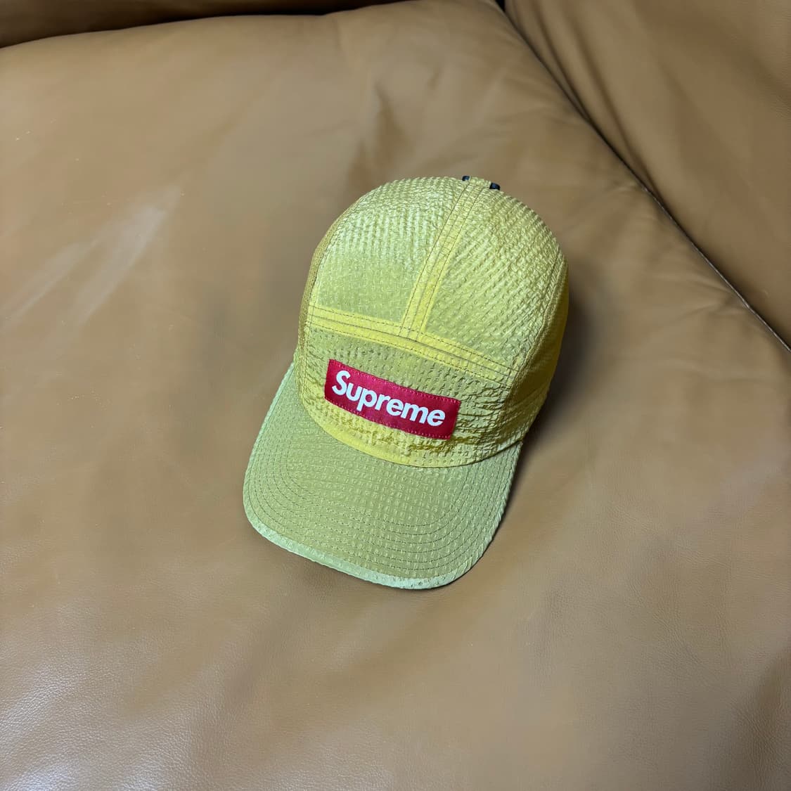 Supreme 슈프림 씨어서커 메쉬 머스타드 캠프캡 모자 Mustard 상품이미지1