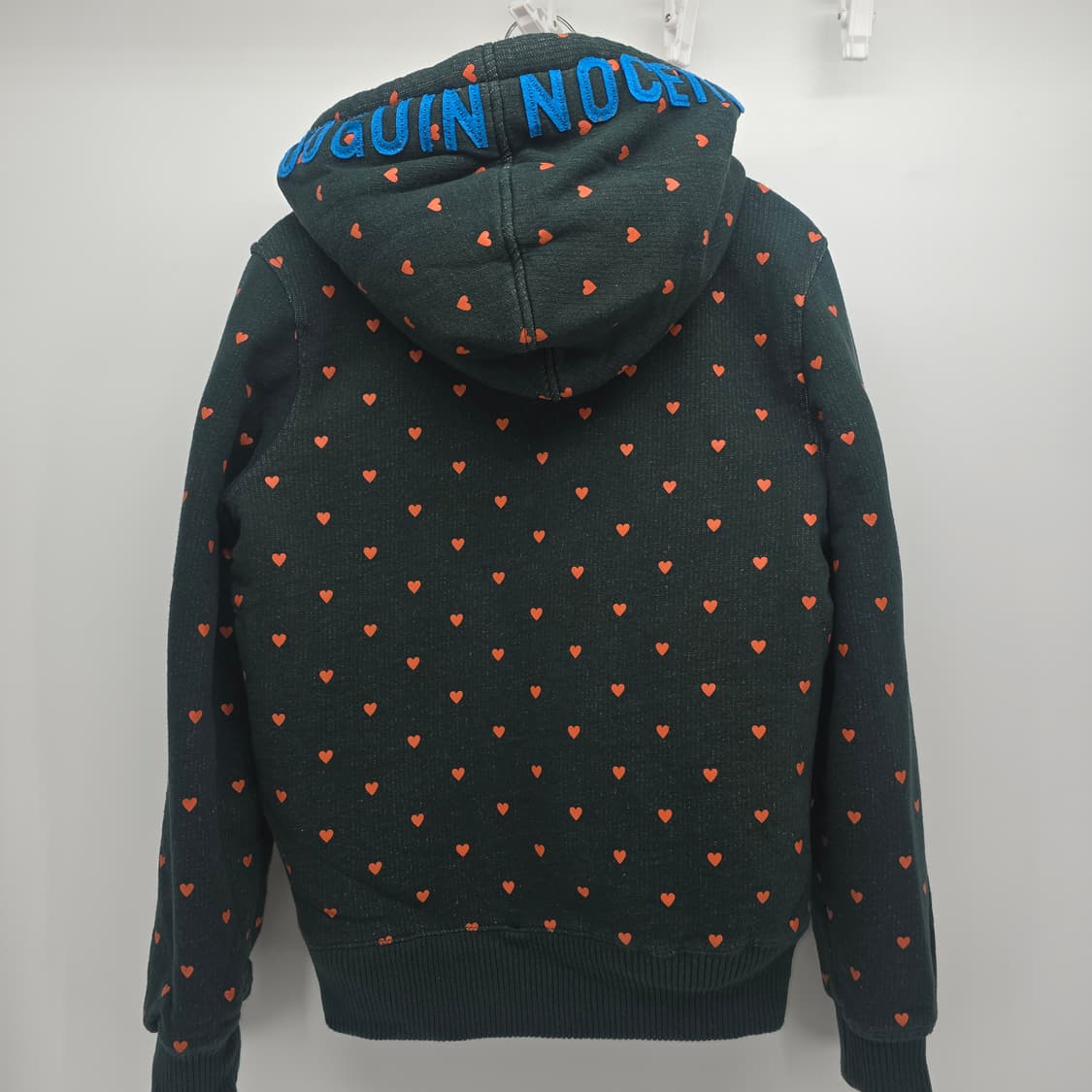 딥 그린 하트 패턴 후드 집업 상품이미지5