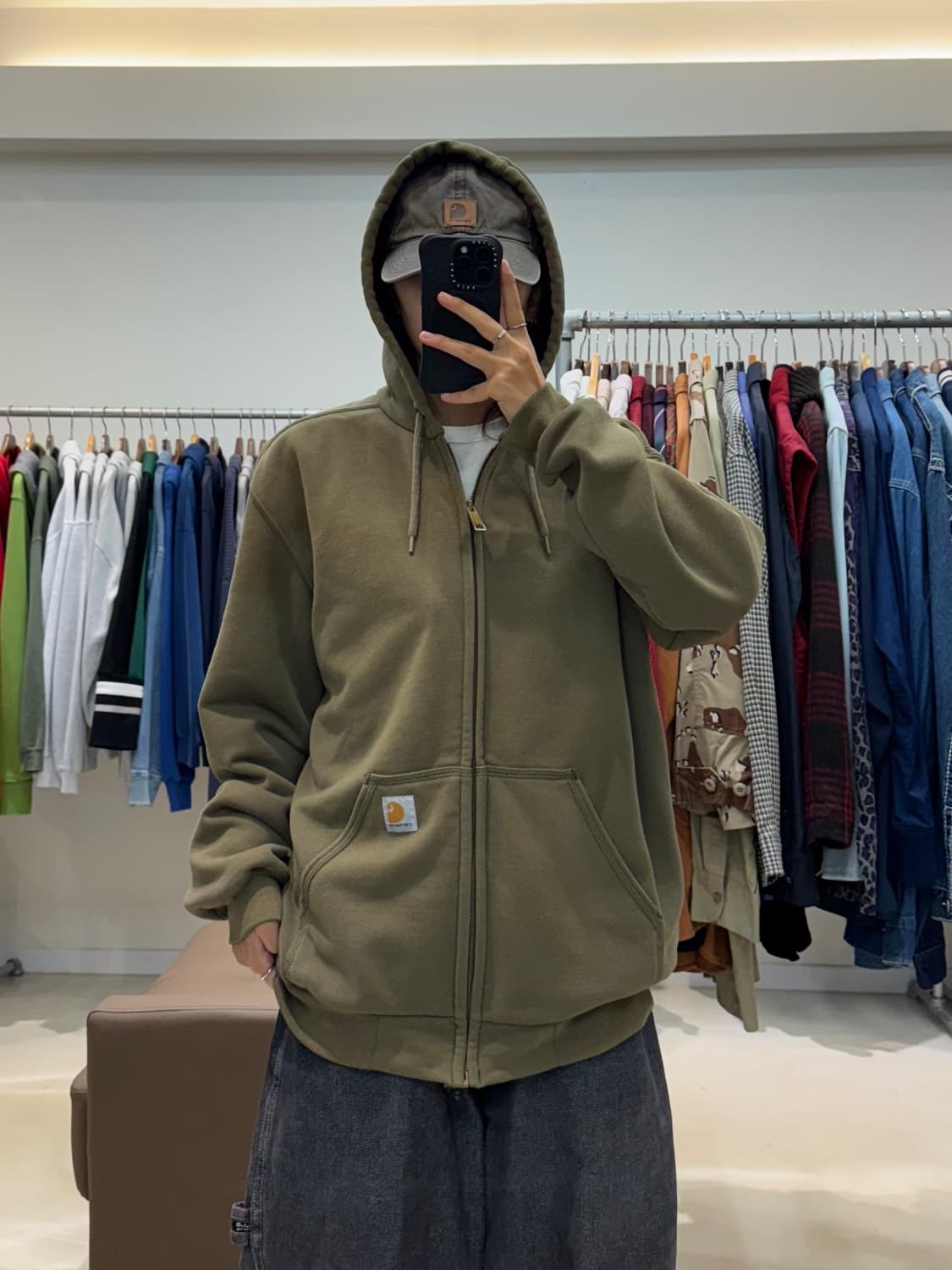 칼하트 써멀 후드집업 카키 상품이미지5