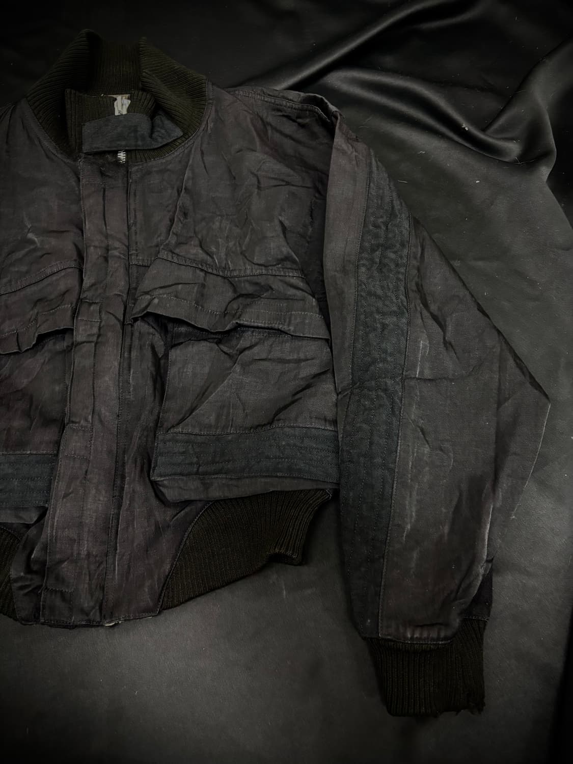 Y2K Bomber-Fit Black Work Jacket 상품이미지7