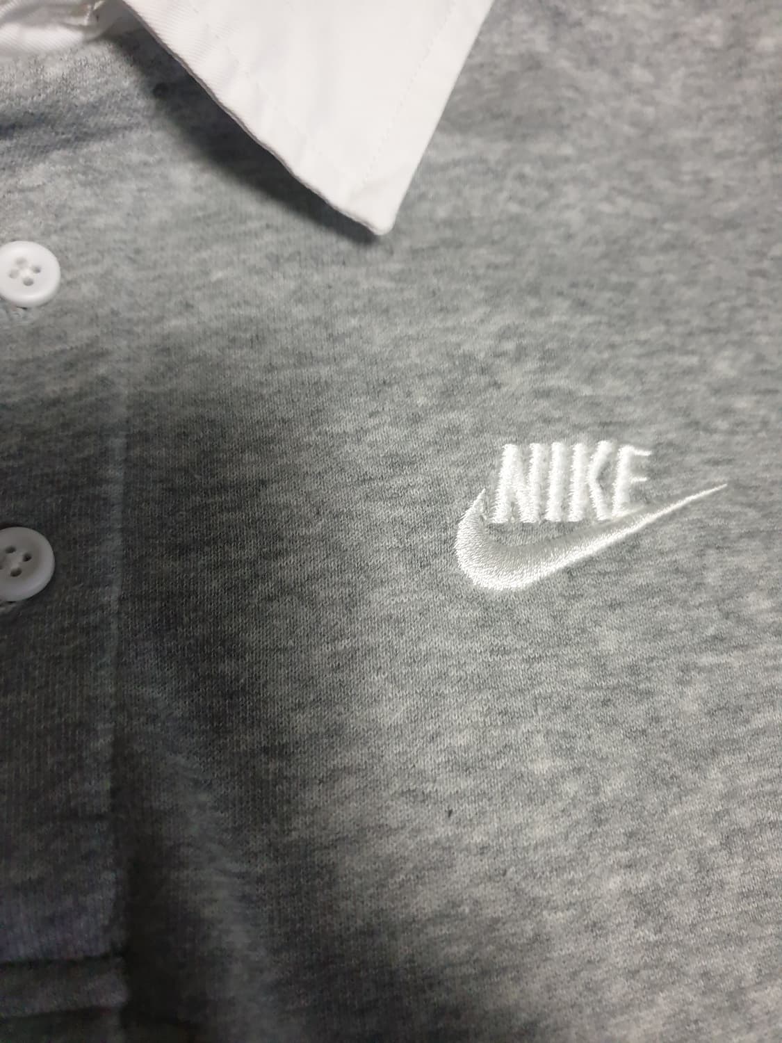 나이키 클럽 플리스 브러쉬드 백 카라 롱슬리브 그레이 (L) 상품이미지2