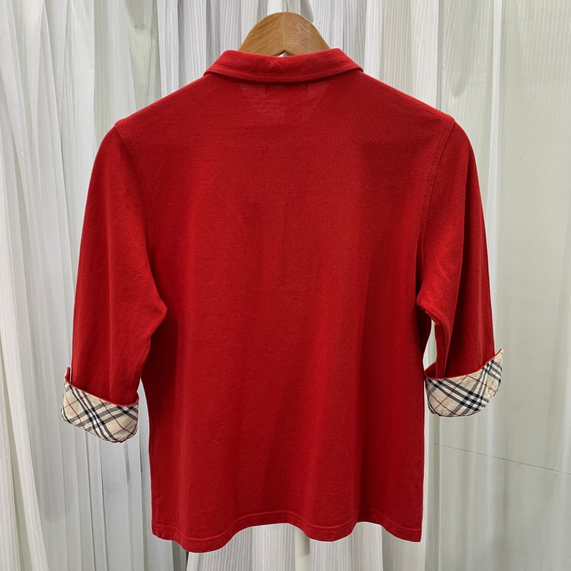 버버리 BURBERRY 7부 롤업 소매 카라티 1689 상품이미지3