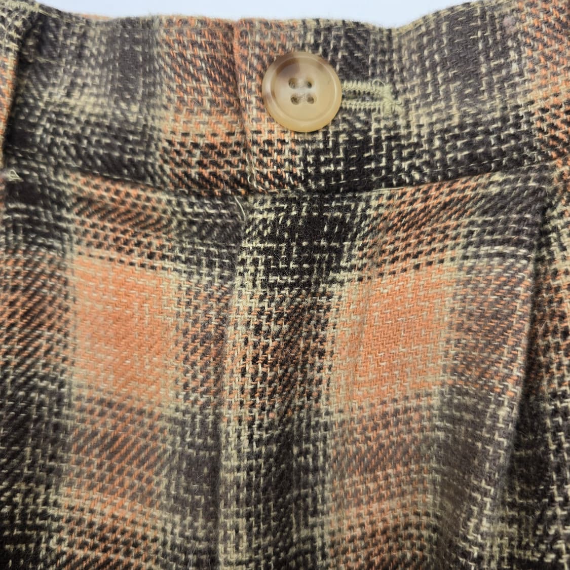 일본 빈티지 큐롯 팬츠 체크 패턴 울 반바지 상품이미지3