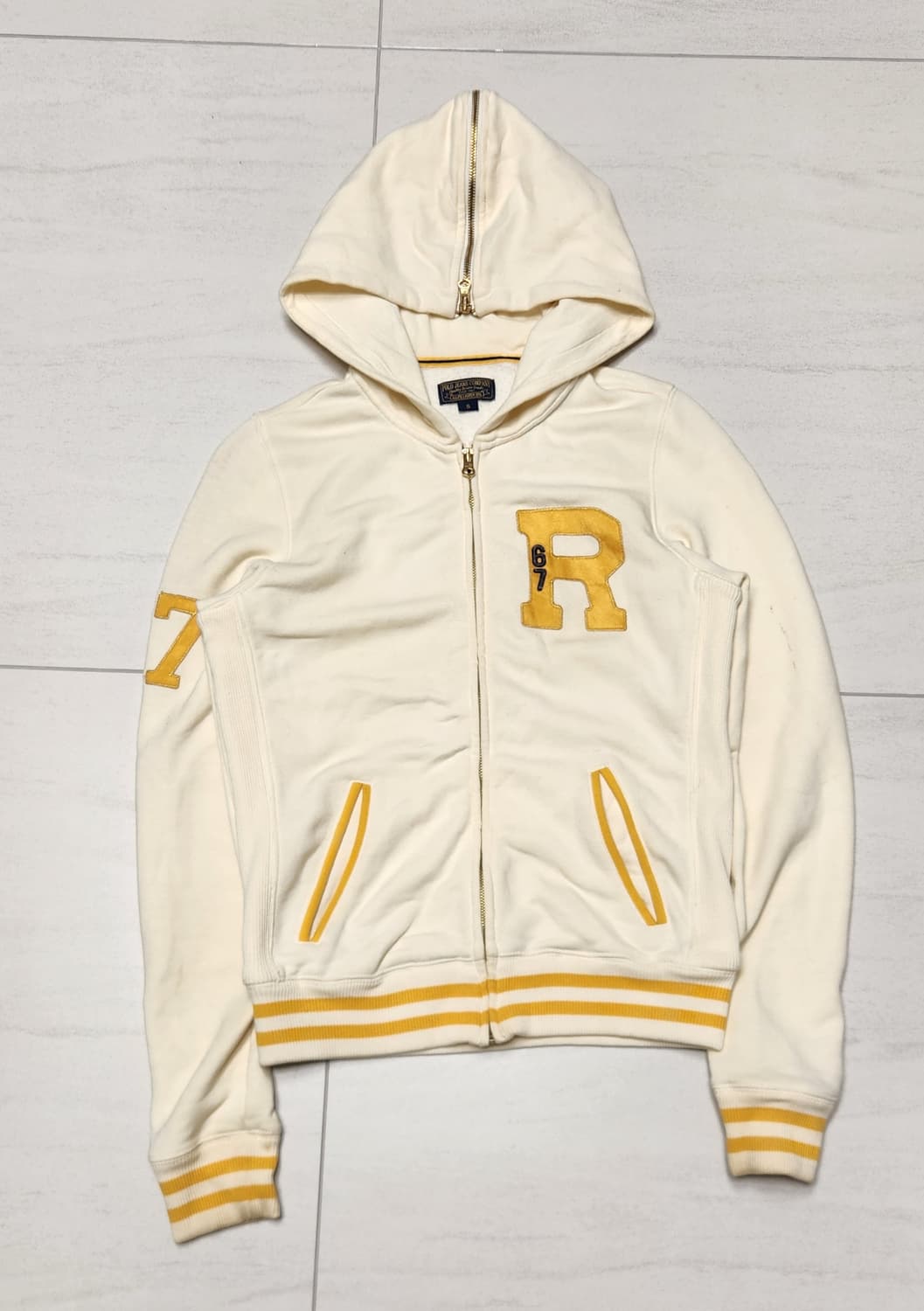 폴로 아이보리 옐로우 세라오픈카라 후드집업 상품이미지1