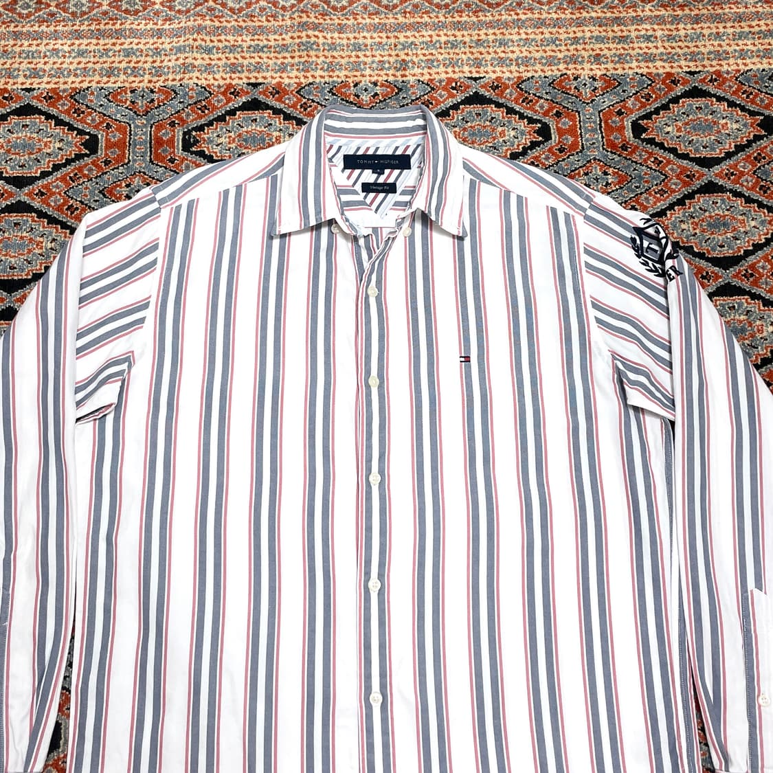 타미힐피거 빈티지핏 네이비 세로 스트라이프 옥스포드 셔츠 남성S 상품이미지2