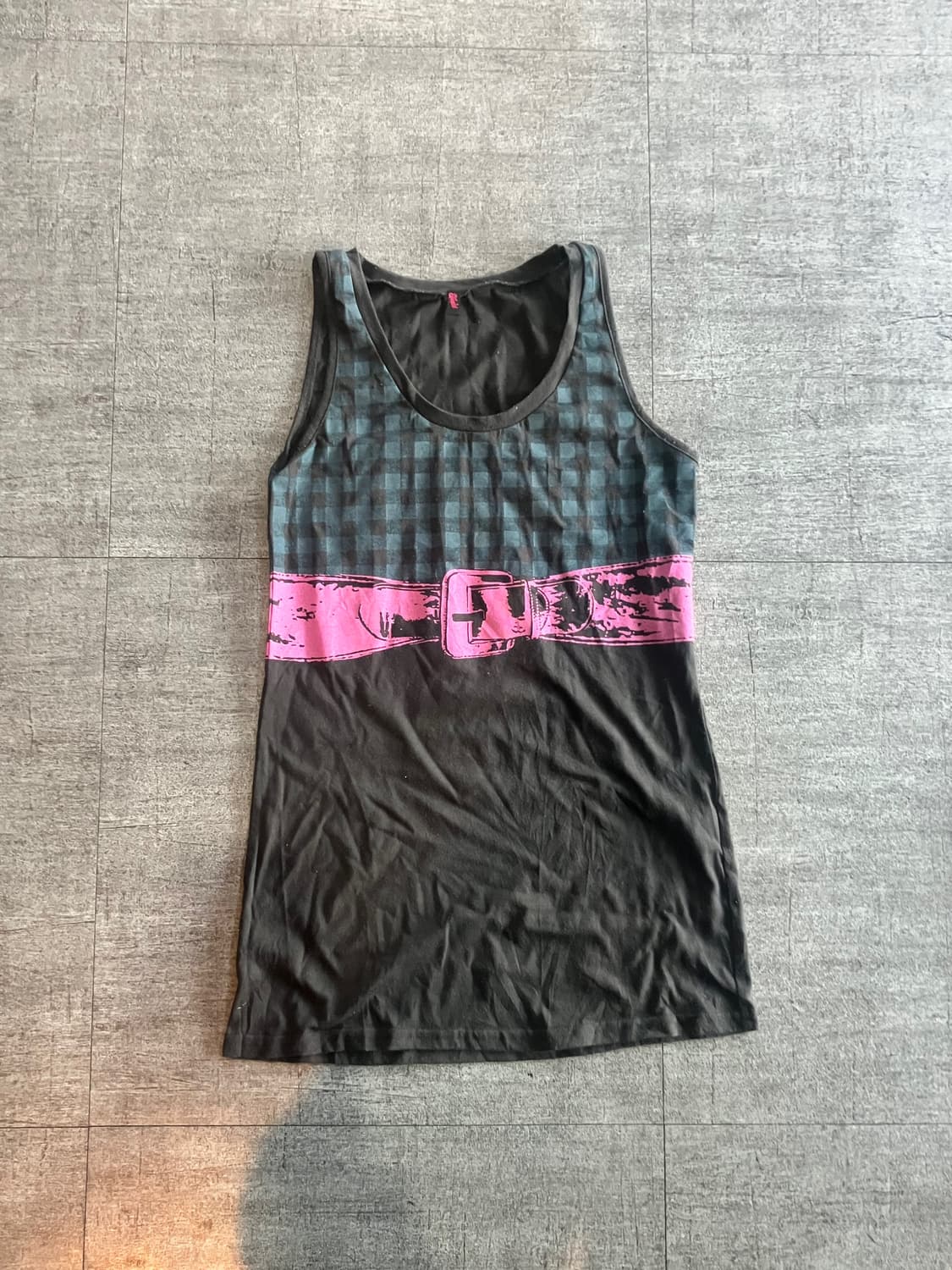 일본빈티지 핀터깔y2k 하구미모리걸 달천깔페어리 타탄 슬리브리스 나시탑 상품이미지1