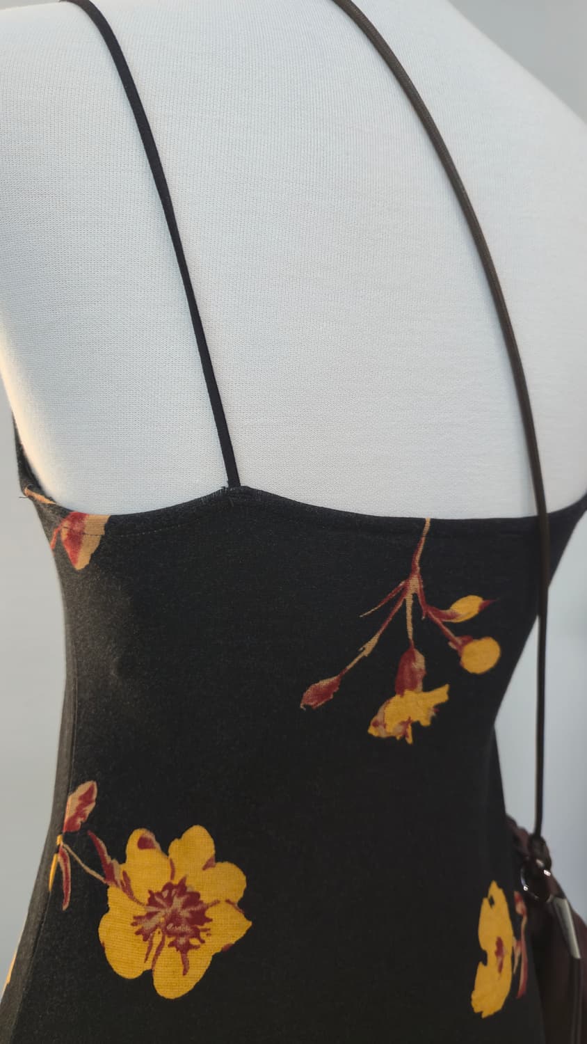 블랙 플라워 나시 미니 원피스 옐로우 꽃무늬 뷔스티에 상품이미지7