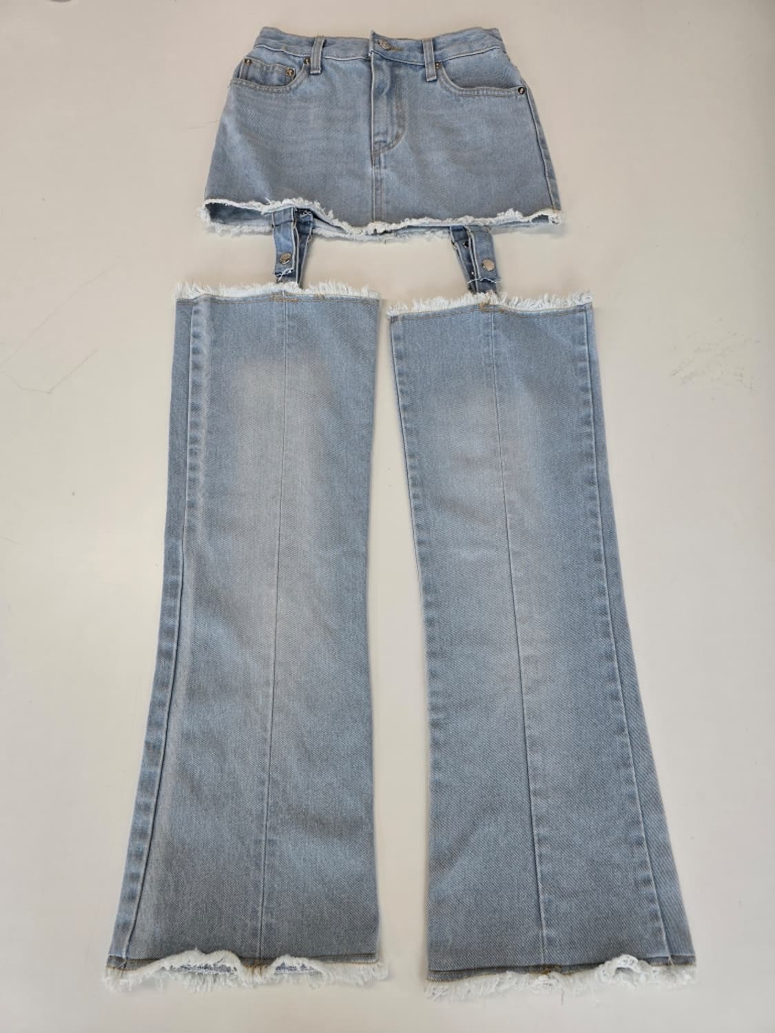 크랭크 CRANK 레이어드 데님 스커트 팬츠 S 상품이미지1