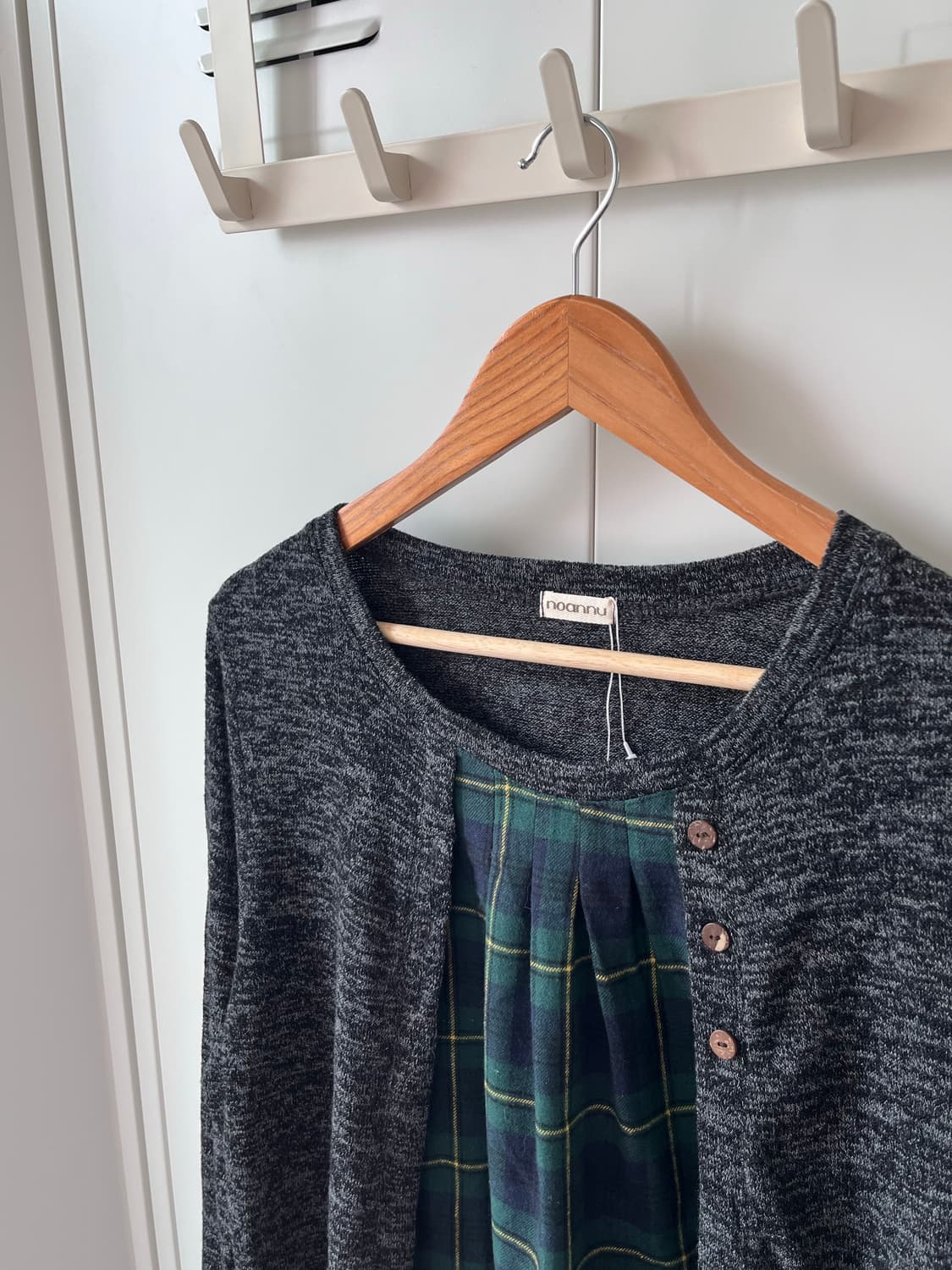 Noannu 체크 레이어드 바선생 니트 상품이미지9